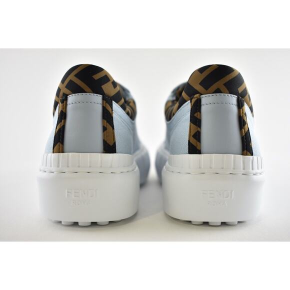 Fendi Force Sky Blue Canvas White Platform FF Logo Low Top Trainer Sneaker 35.5 - Picture 11 of 12